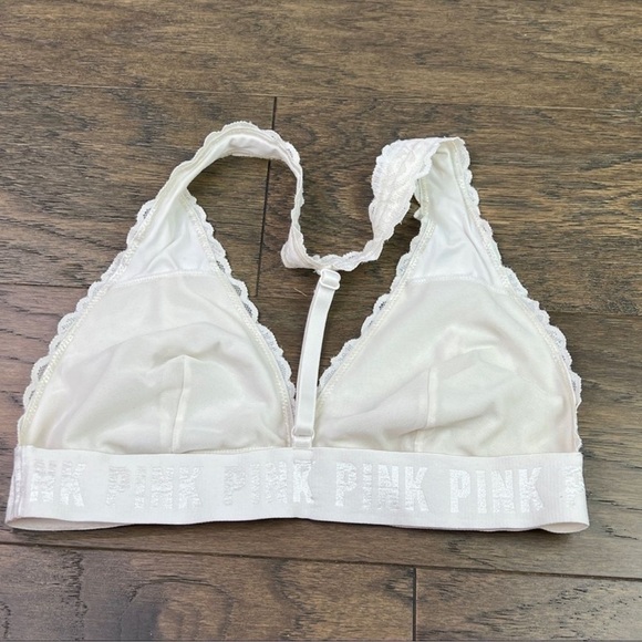 3/$25 VICTORIA’S SECRET PINK T-Strap Bralette Ivory Sz L EUC - Picture 3 of 3